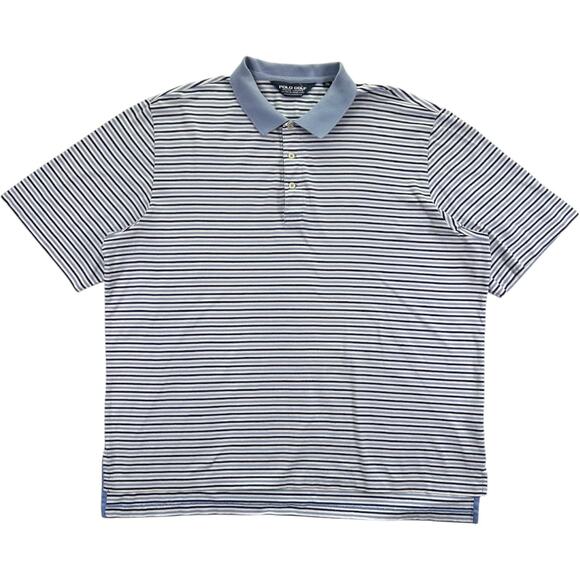 POLO GOLF Ralph Lauren Men's Short Sleeve Pima Cotton Striped Polo Blue/White XL - Picture 1 of 9